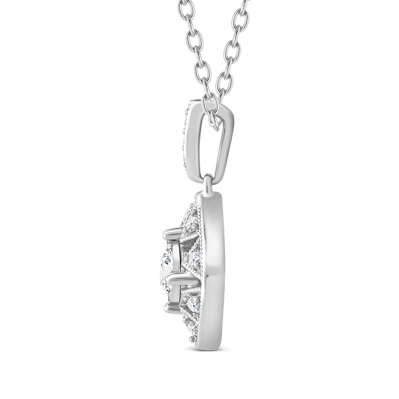 Main Image 2 of 1/6 CT. T.W. Diamond Tilted Cushion Vintage-Style North Star Pendant in 10K White Gold