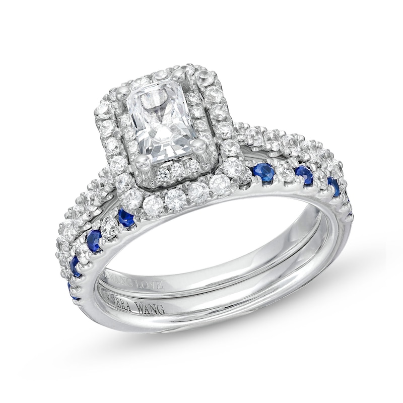 Shimmering Blue Halo Ring Set