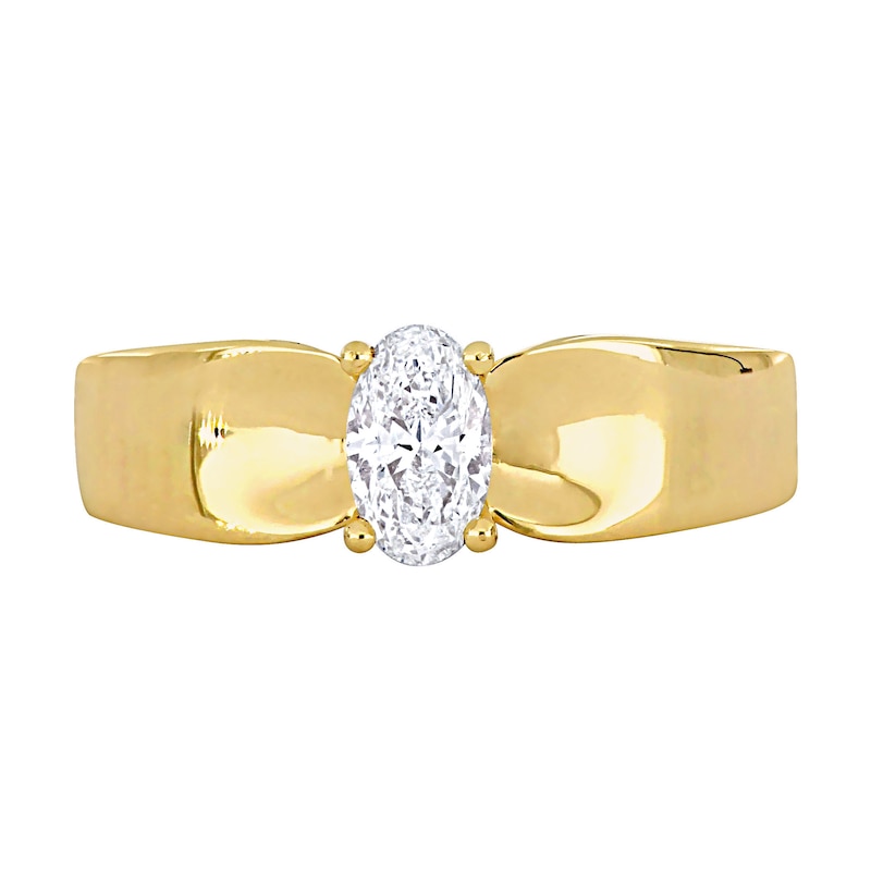 Main Image 4 of Eternally Bonded 1/2 CT. Oval Diamond Solitaire Engagement Ring in 14K Gold (H/SI2)