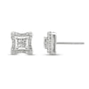 Thumbnail Image 1 of 1/4 CT. T.W. Quad Princess-Cut Diamond Concave Square Stud Earrings in 10K White Gold