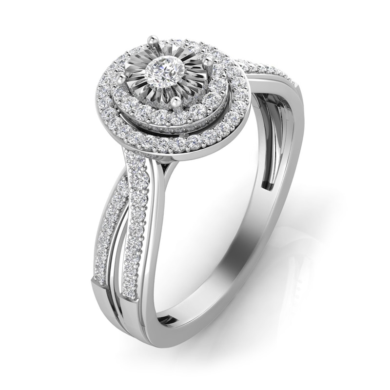 Main Image 2 of 1/5 CT. T.W. Diamond Tiered Oval Frame Split Shank Ring in 10K White Gold