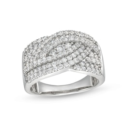 1 CT. T.W. Diamond Triple Row Overlay Band in 10K White Gold