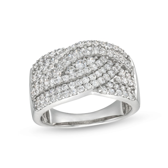 1 CT. T.w. Diamond Triple Row Overlay Band in 10K White Gold
