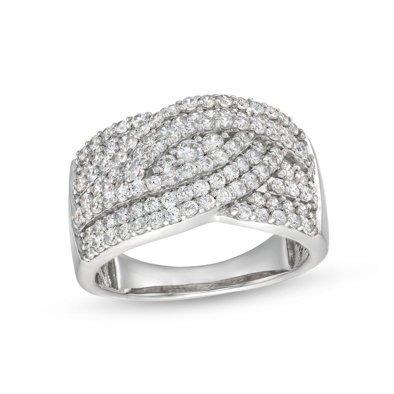 Main Image 1 of 1 CT. T.W. Diamond Triple Row Overlay Band in 10K White Gold