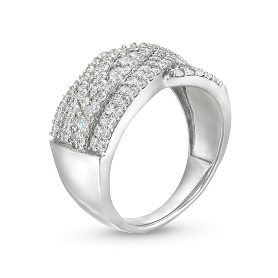 1 CT. T.w. Diamond Triple Row Overlay Band in 10K White Gold