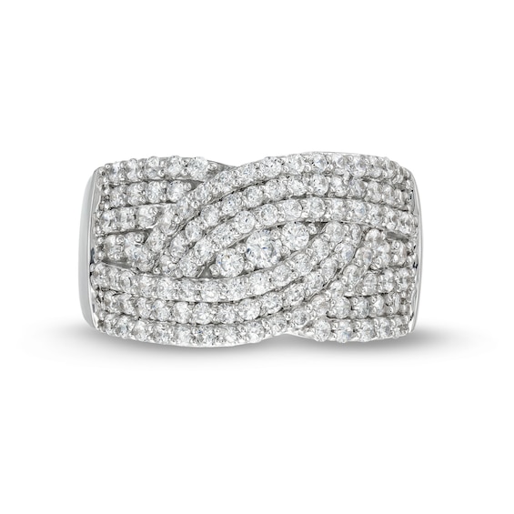 1 CT. T.w. Diamond Triple Row Overlay Band in 10K White Gold