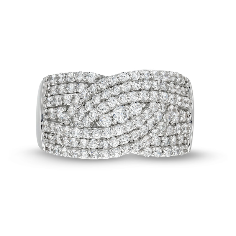 Main Image 4 of 1 CT. T.W. Diamond Triple Row Overlay Band in 10K White Gold