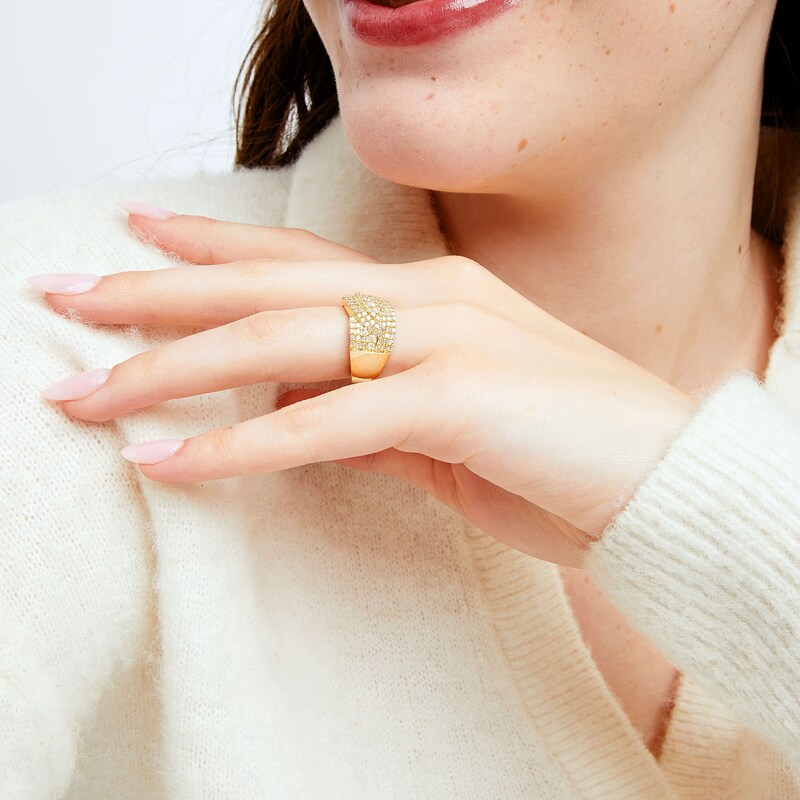 Main Image 2 of 1 CT. T.W. Diamond Triple Row Overlay Band in 10K Gold