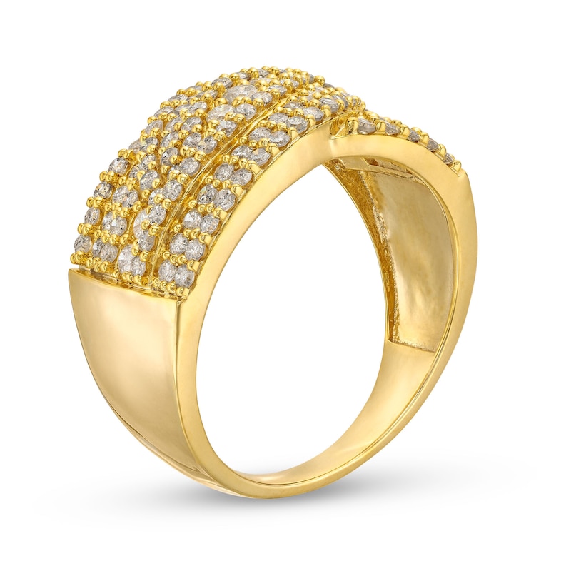Main Image 3 of 1 CT. T.W. Diamond Triple Row Overlay Band in 10K Gold