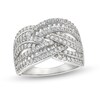 Thumbnail Image 1 of 1 CT. T.W. Baguette and Round Diamond Layered Overlay Band in 10K White Gold