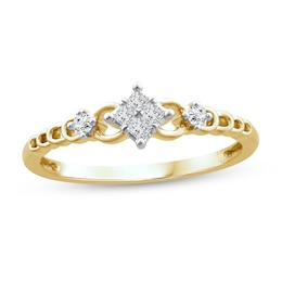 1/10 CT. T.W. Quad Princess-Cut Diamond Loops Ring in 10K Gold