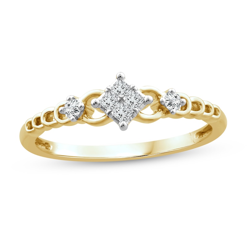 Main Image 1 of 1/10 CT. T.W. Quad Princess-Cut Diamond Loops Ring in 10K Gold