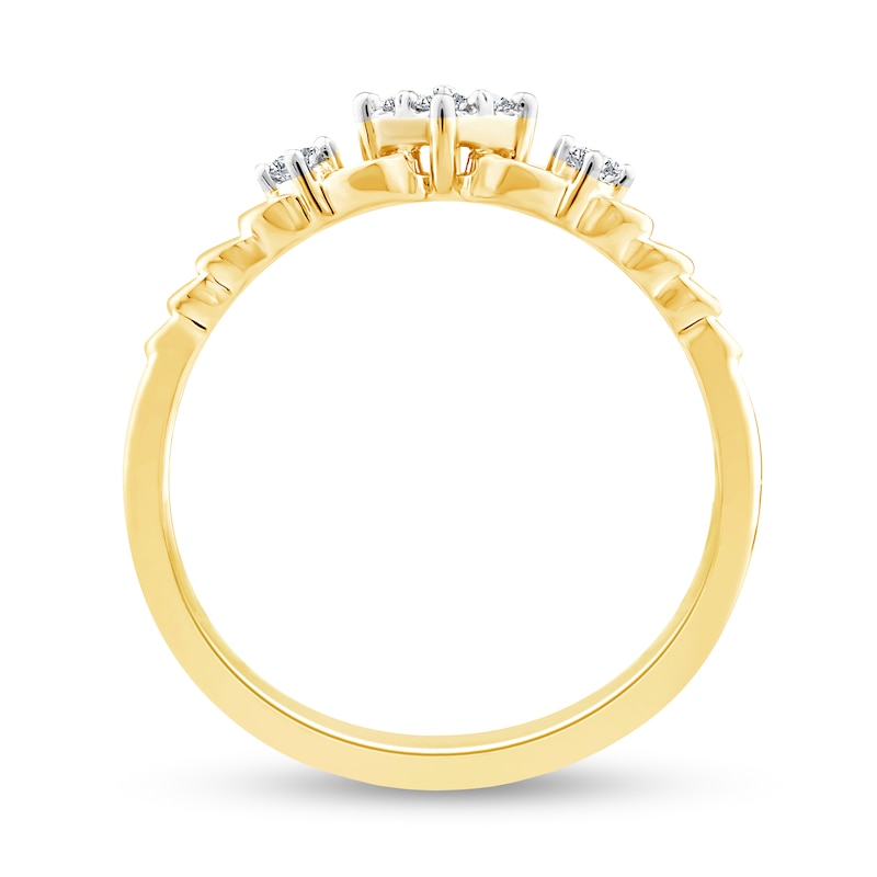 Main Image 2 of 1/10 CT. T.W. Quad Princess-Cut Diamond Loops Ring in 10K Gold