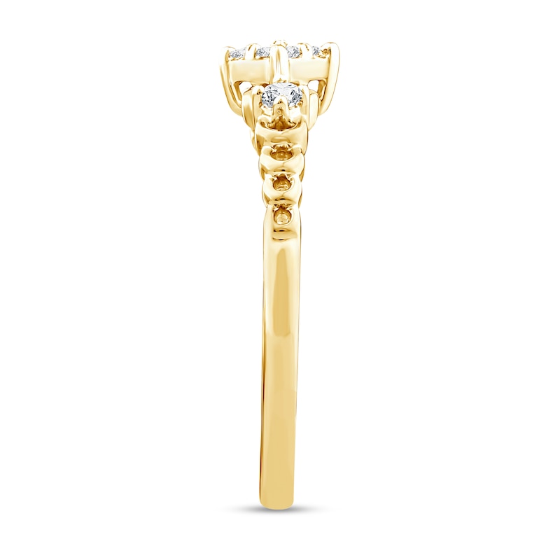 Main Image 3 of 1/10 CT. T.W. Quad Princess-Cut Diamond Loops Ring in 10K Gold
