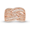 Thumbnail Image 4 of 1 CT. T.W. Baguette and Round Diamond Layered Overlay Band in 10K Rose Gold
