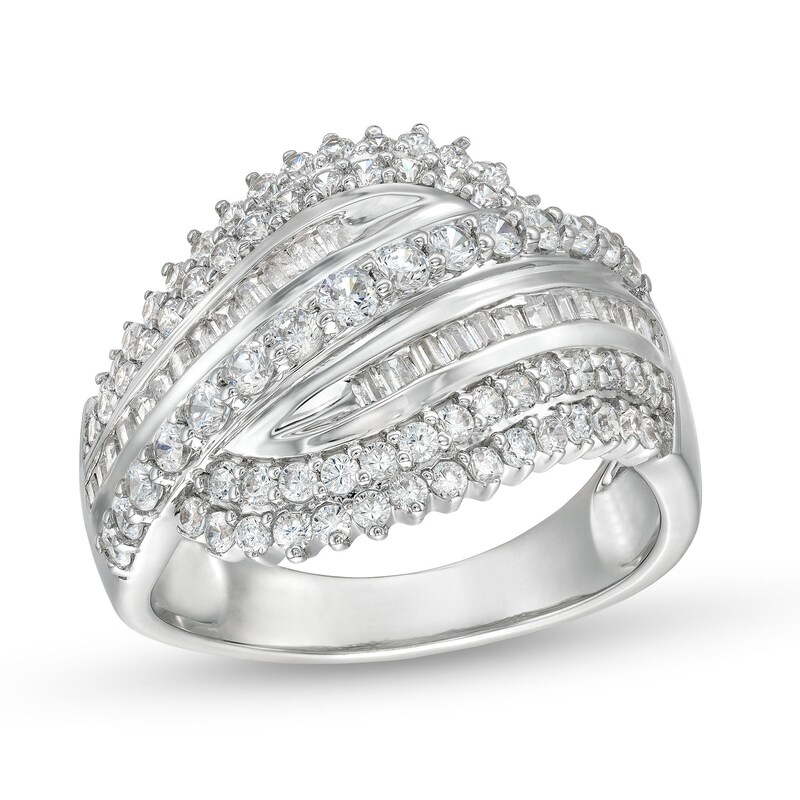 Main Image 1 of 1 CT. T.W. Diamond Shadow Rolling Wave Ring in 10K White Gold