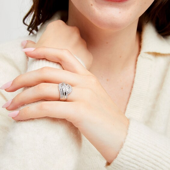 1 CT. T.w. Diamond Shadow Rolling Wave Ring in 10K Gold