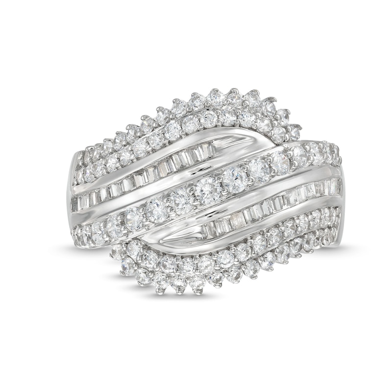 Main Image 4 of 1 CT. T.W. Diamond Shadow Rolling Wave Ring in 10K White Gold