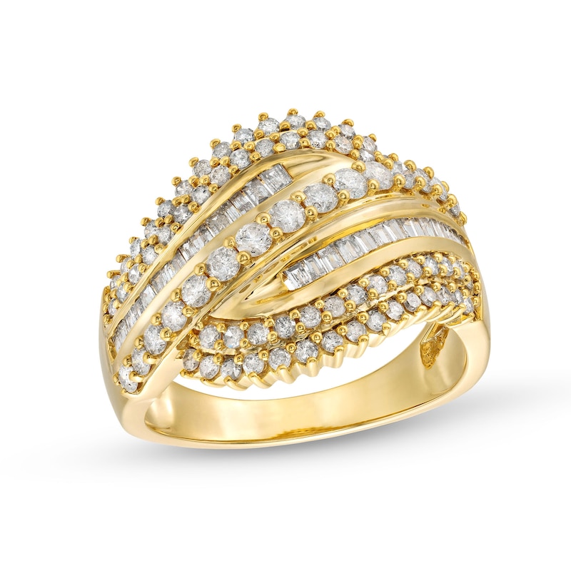 Main Image 1 of 1 CT. T.W. Diamond Shadow Rolling Wave Ring in 10K Gold