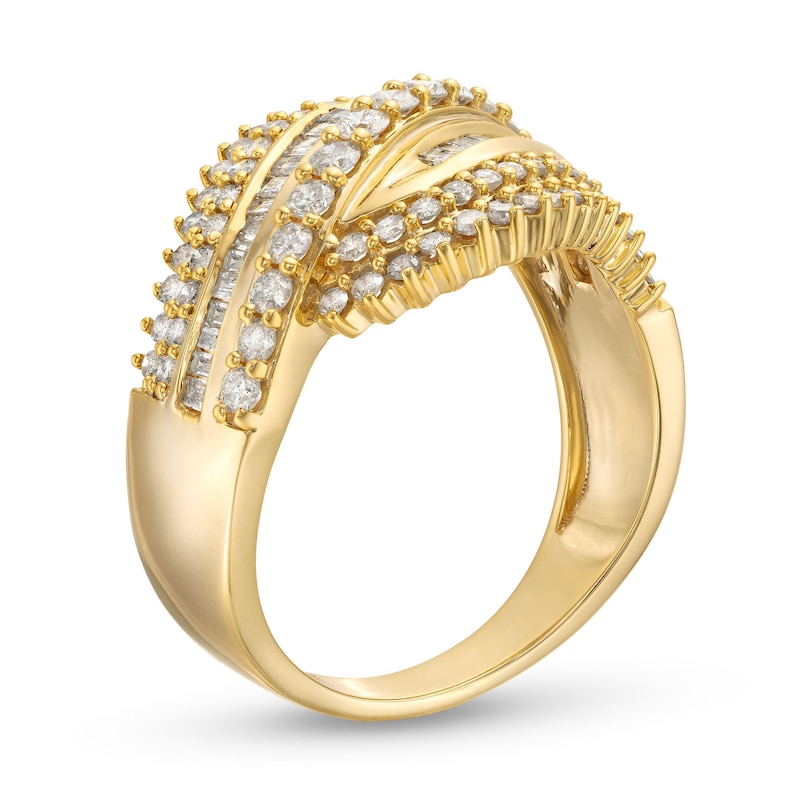 Main Image 3 of 1 CT. T.W. Diamond Shadow Rolling Wave Ring in 10K Gold