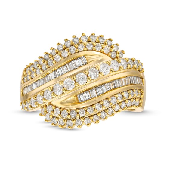 1 CT. T.w. Diamond Shadow Rolling Wave Ring in 10K Gold