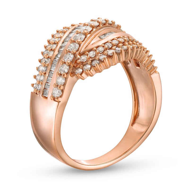 Main Image 3 of 1 CT. T.W. Diamond Shadow Rolling Wave Ring in 10K Rose Gold
