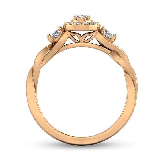 1/3 CT. T.w. Oval Diamond Frame Twist Shank Ring in 10K Rose Gold