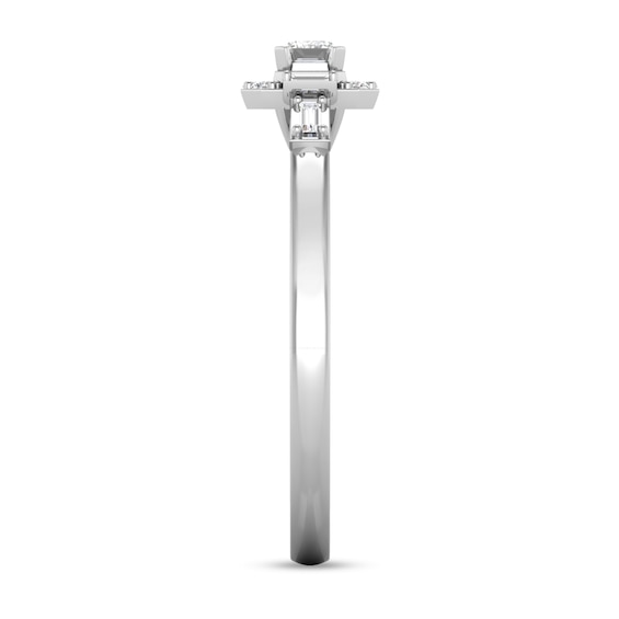 Sideways 1/3 CT. T.w. Emerald-Cut Diamond Frame Ring in 10K White Gold