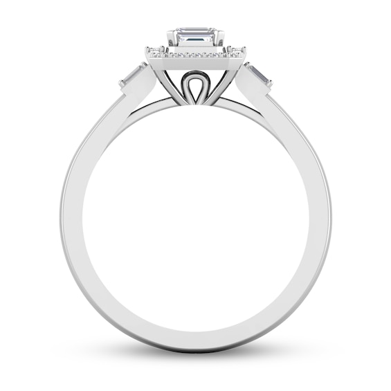 Sideways 1/3 CT. T.w. Emerald-Cut Diamond Frame Ring in 10K White Gold