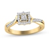 Thumbnail Image 1 of 1/4 CT. T.W. Princess-Cut Diamond Square Frame Criss-Cross Ring in 10K Gold
