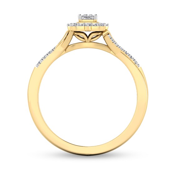 1/4 CT. T.w. Princess-Cut Diamond Square Frame Criss-Cross Ring in 10K Gold