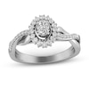 Thumbnail Image 1 of 1/3 CT. T.W. Oval Diamond Shadow Frame Twist Shank Ring in 10K White Gold