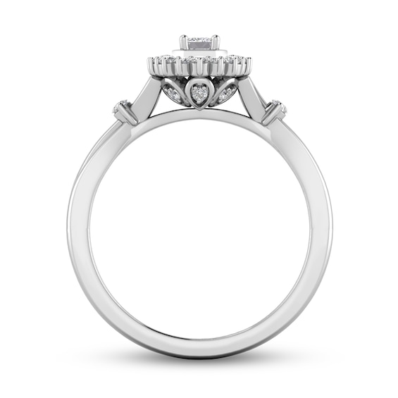 3/8 CT. T.w. Emerald-Cut Diamond Shadow Frame Split Shank Ring in 10K White Gold