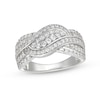 Thumbnail Image 1 of 3/4 CT. T.W. Diamond Double Row Wave Bypass Ring in 10K White Gold