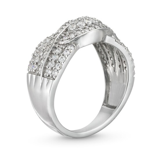 3/4 CT. T.w. Diamond Double Row Wave Bypass Ring in 10K White Gold