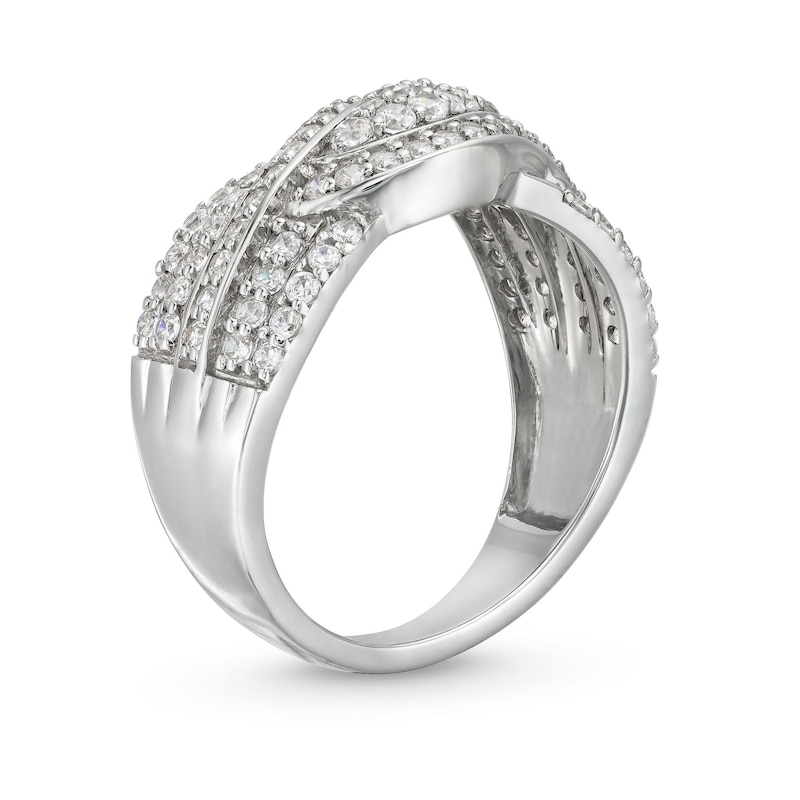 Main Image 3 of 3/4 CT. T.W. Diamond Double Row Wave Bypass Ring in 10K White Gold