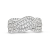 Thumbnail Image 4 of 3/4 CT. T.W. Diamond Double Row Wave Bypass Ring in 10K White Gold