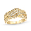 Thumbnail Image 1 of 3/4 CT. T.W. Diamond Double Row Wave Bypass Ring in 10K Gold