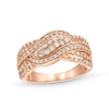 Thumbnail Image 1 of 3/4 CT. T.W. Diamond Double Row Wave Bypass Ring in 10K Rose Gold