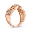 Thumbnail Image 3 of 3/4 CT. T.W. Diamond Double Row Wave Bypass Ring in 10K Rose Gold