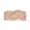 Thumbnail Image 4 of 3/4 CT. T.W. Diamond Double Row Wave Bypass Ring in 10K Rose Gold