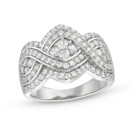 1 CT. T.W. Quad Diamond Edge Infinity Braid Ring in 10K White Gold