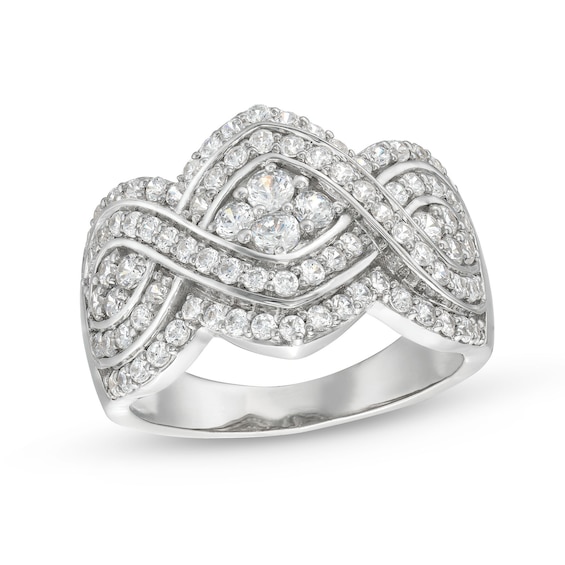 1 CT. T.w. Quad Diamond Edge Infinity Braid Ring in 10K White Gold