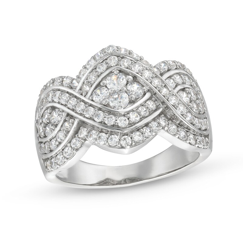 Main Image 1 of 1 CT. T.W. Quad Diamond Edge Infinity Braid Ring in 10K White Gold