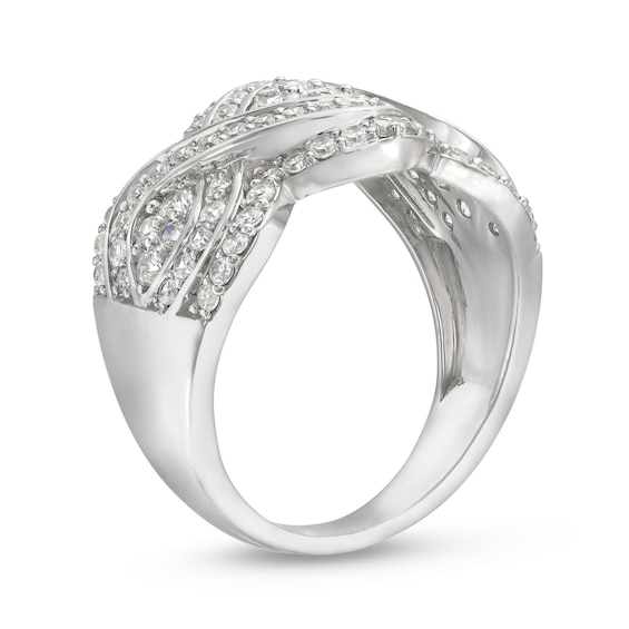 1 CT. T.w. Quad Diamond Edge Infinity Braid Ring in 10K White Gold