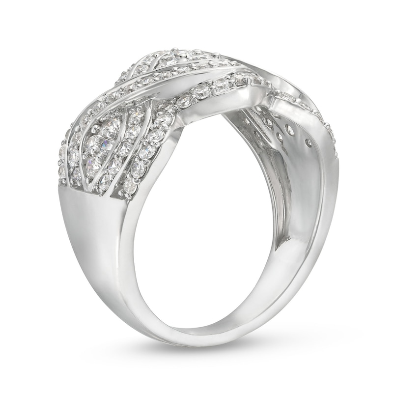 Main Image 3 of 1 CT. T.W. Quad Diamond Edge Infinity Braid Ring in 10K White Gold