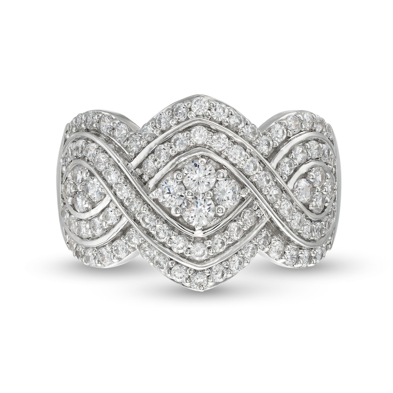 Main Image 4 of 1 CT. T.W. Quad Diamond Edge Infinity Braid Ring in 10K White Gold