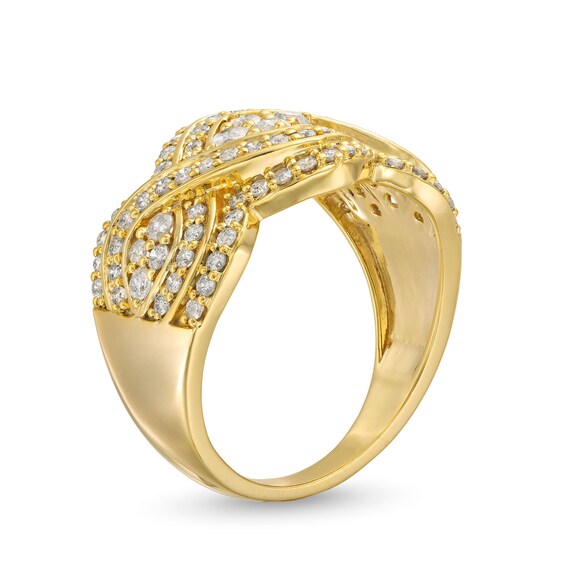 1 CT. T.w. Quad Diamond Edge Infinity Braid Ring in 10K Gold