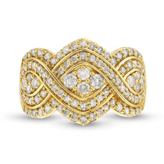 1 CT. T.w. Quad Diamond Edge Infinity Braid Ring in 10K Gold