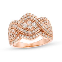 1 CT. T.W. Quad Diamond Edge Infinity Braid Ring in 10K Rose Gold